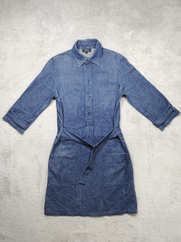 A.P.C. A.P.C INDIGO DENIM MINI DRESS BELTED SIZE 36 Size XS / US 0-2 / IT 36-38 - 1 Thumbnail