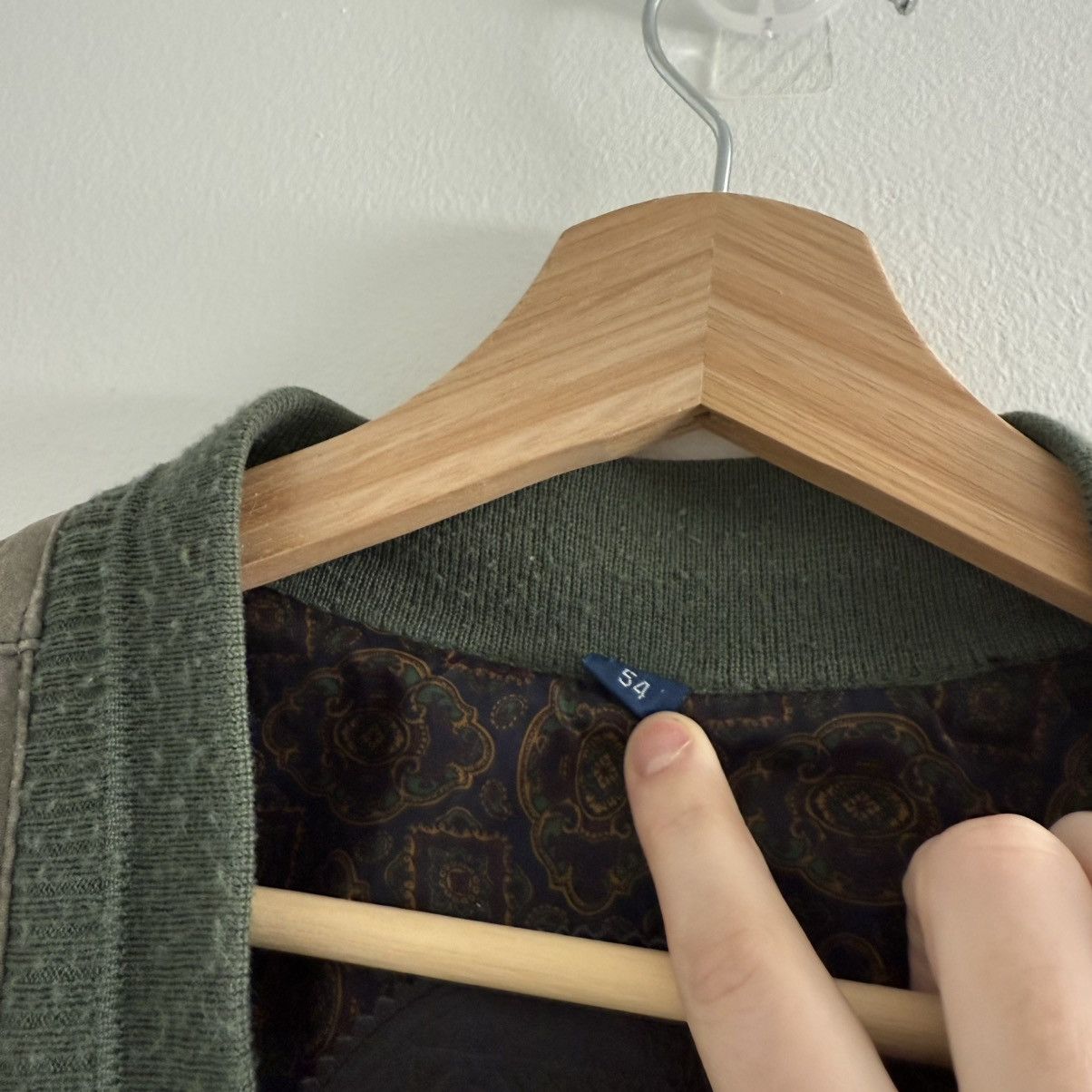 Vintage Vintage 60s Cotton Suede Cardigan Olive Green Cobain Size XL Size US XL / EU 56 / 4 - 5 Thumbnail