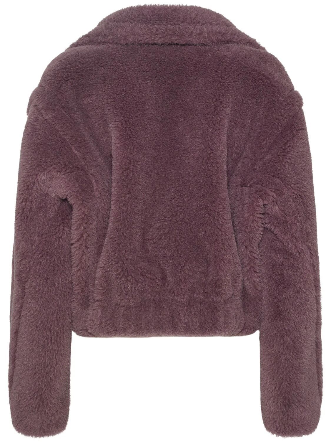 Max Mara MAX MARA Cropped Mauve Alpaca Wool Teddy Bear Coat Size ONE SIZE - 2 Thumbnail