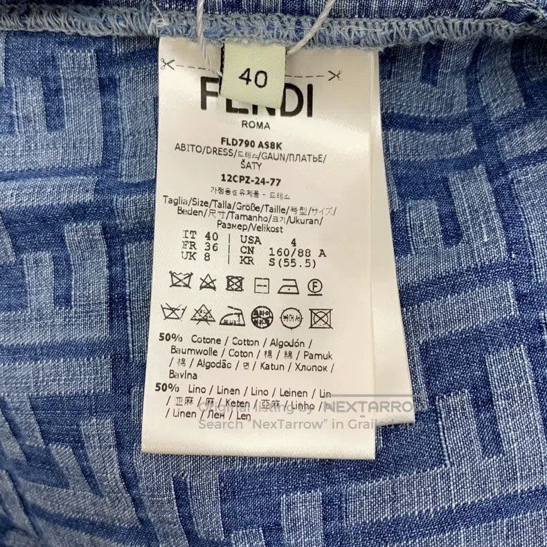 Fendi Fendi Blue Logo Jacquard Full Print Cotton Collar Short Sl Size XS / US 0-2 / IT 36-38 - 9 Thumbnail