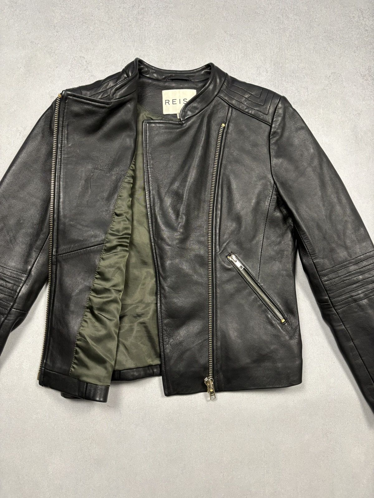 Reiss Reiss Black Leather Biker Jacket Moto Zip Jacket Sizq US 6 Size M / US 6-8 / IT 42-44 - 17 Thumbnail