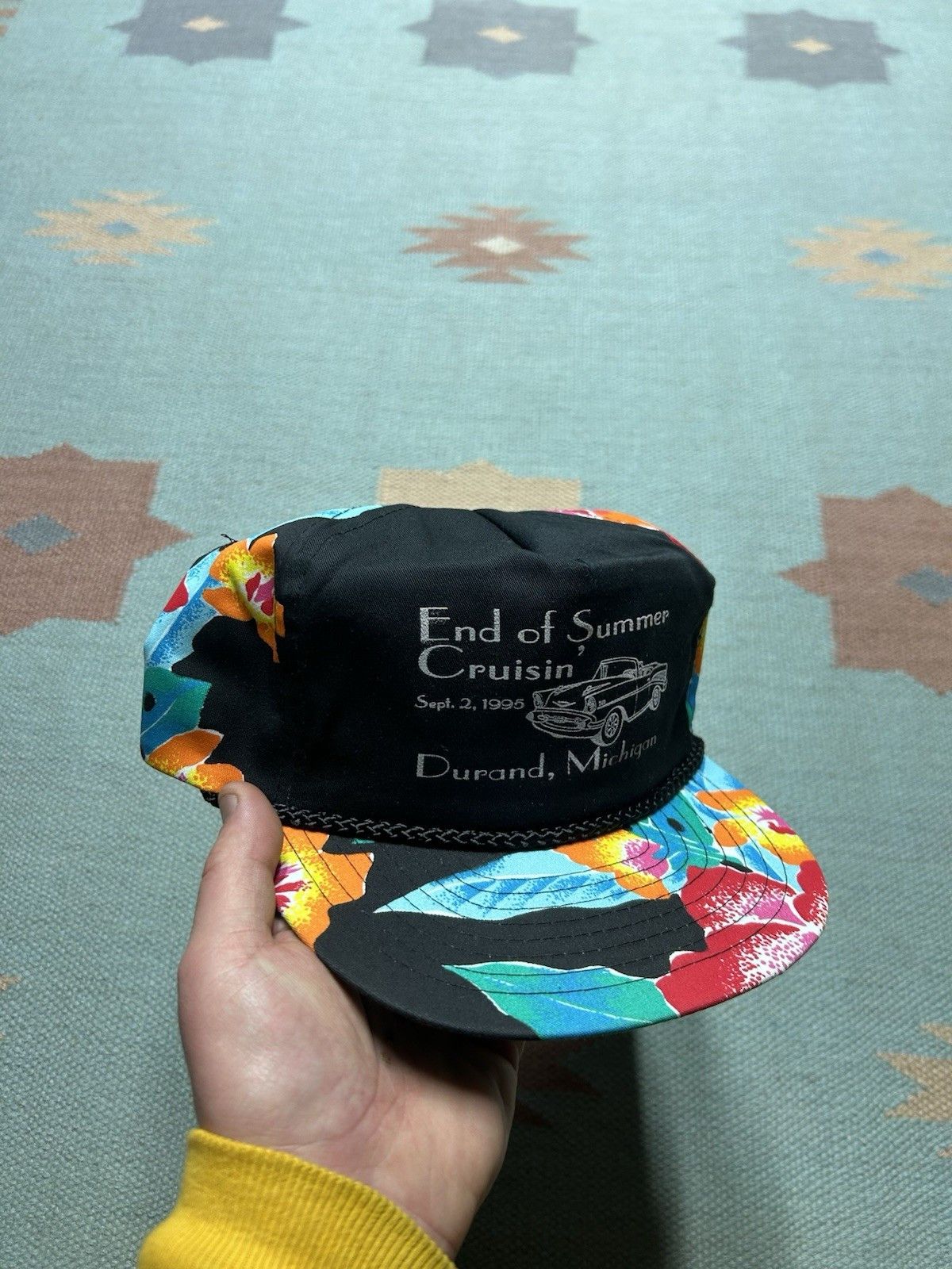 Vintage Vtg hat summer cruising classic car Michigan floral Hawaiian Size ONE SIZE - 1 Thumbnail