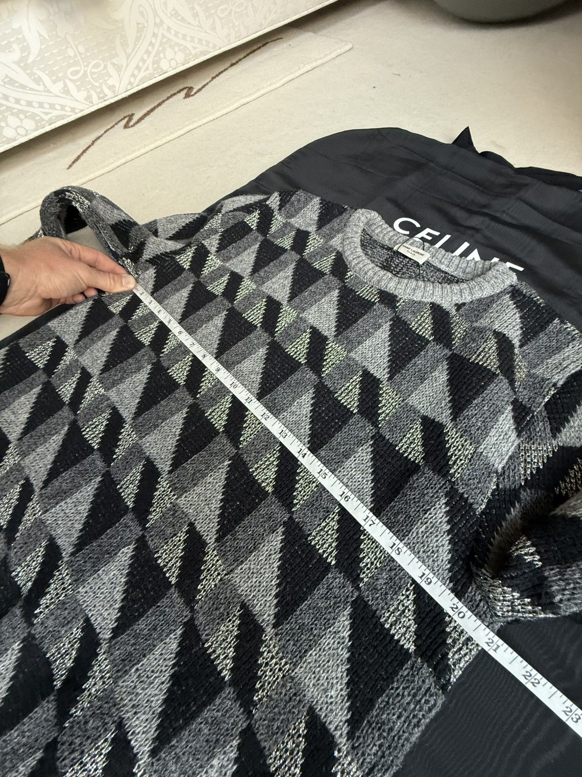 Saint Laurent Paris FW15 Grail Saint Laurent geometric metallic sweater Hedi XL Size US XL / EU 56 / 4 - 4 Thumbnail
