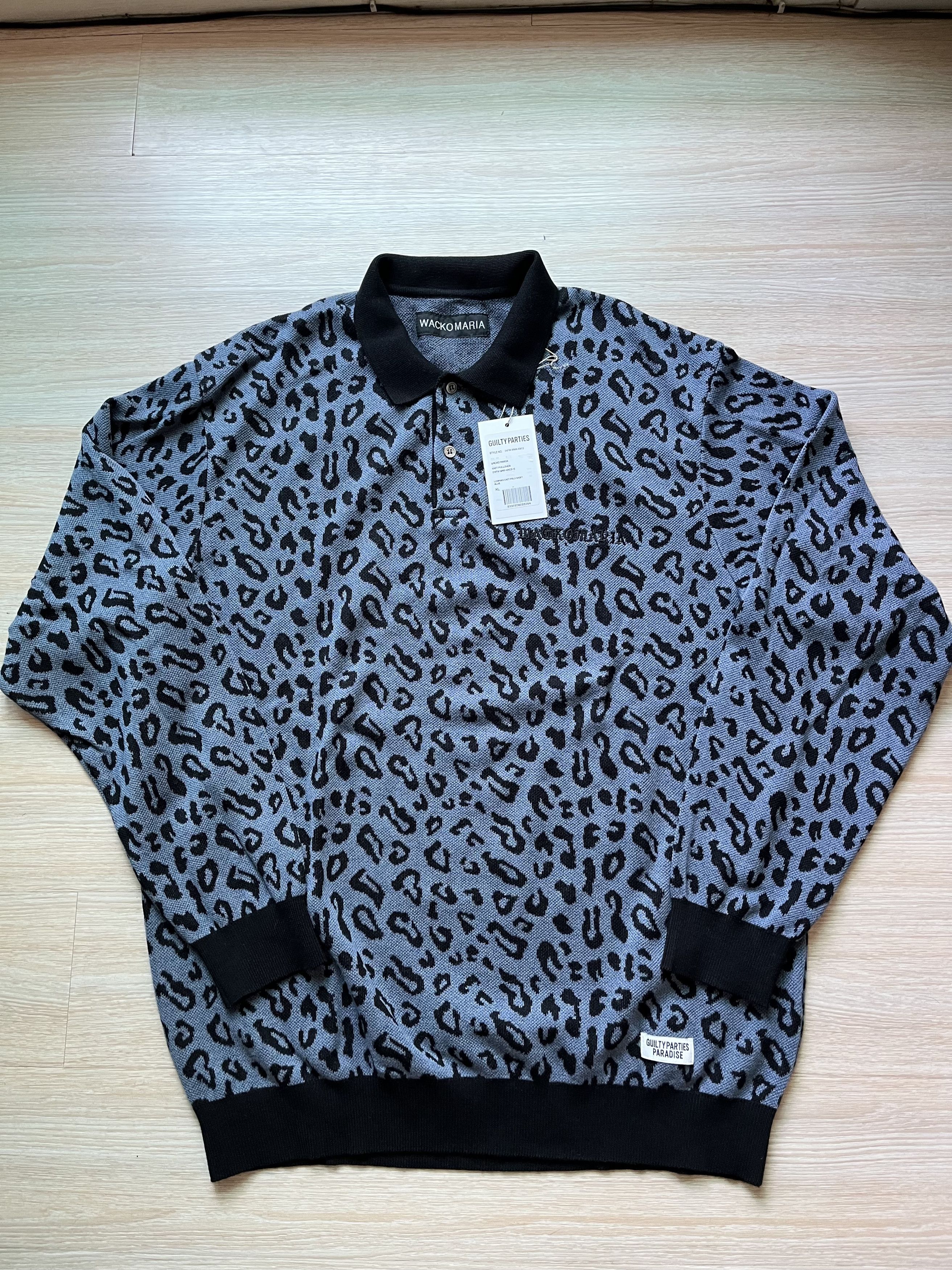 Wacko Maria Leopard Knit Polo shirt