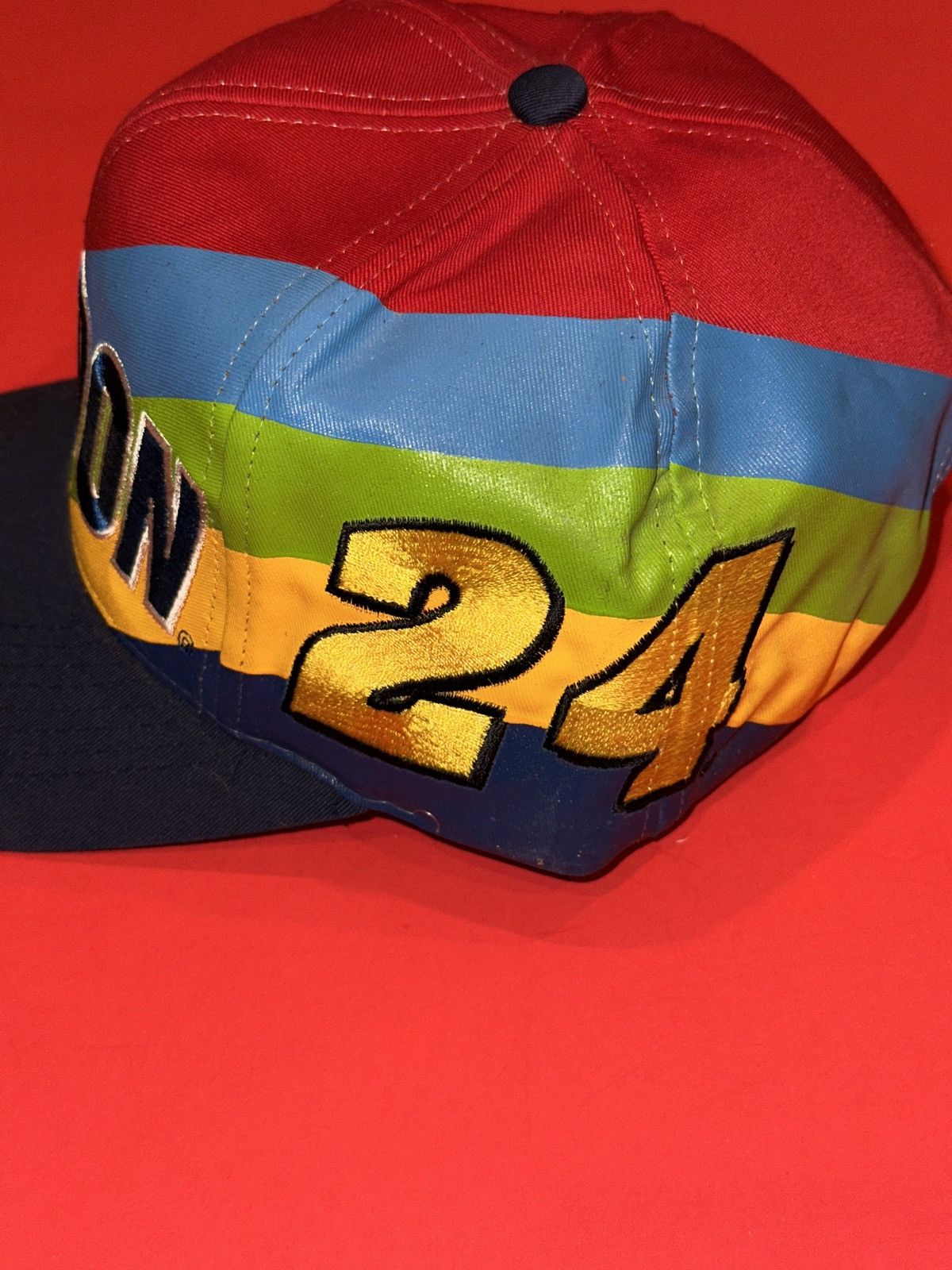 Chase Authentics VTG 90s Jeff Gordon #24 Rainbow Snapback Hat Cap Size ONE SIZE - 3 Thumbnail