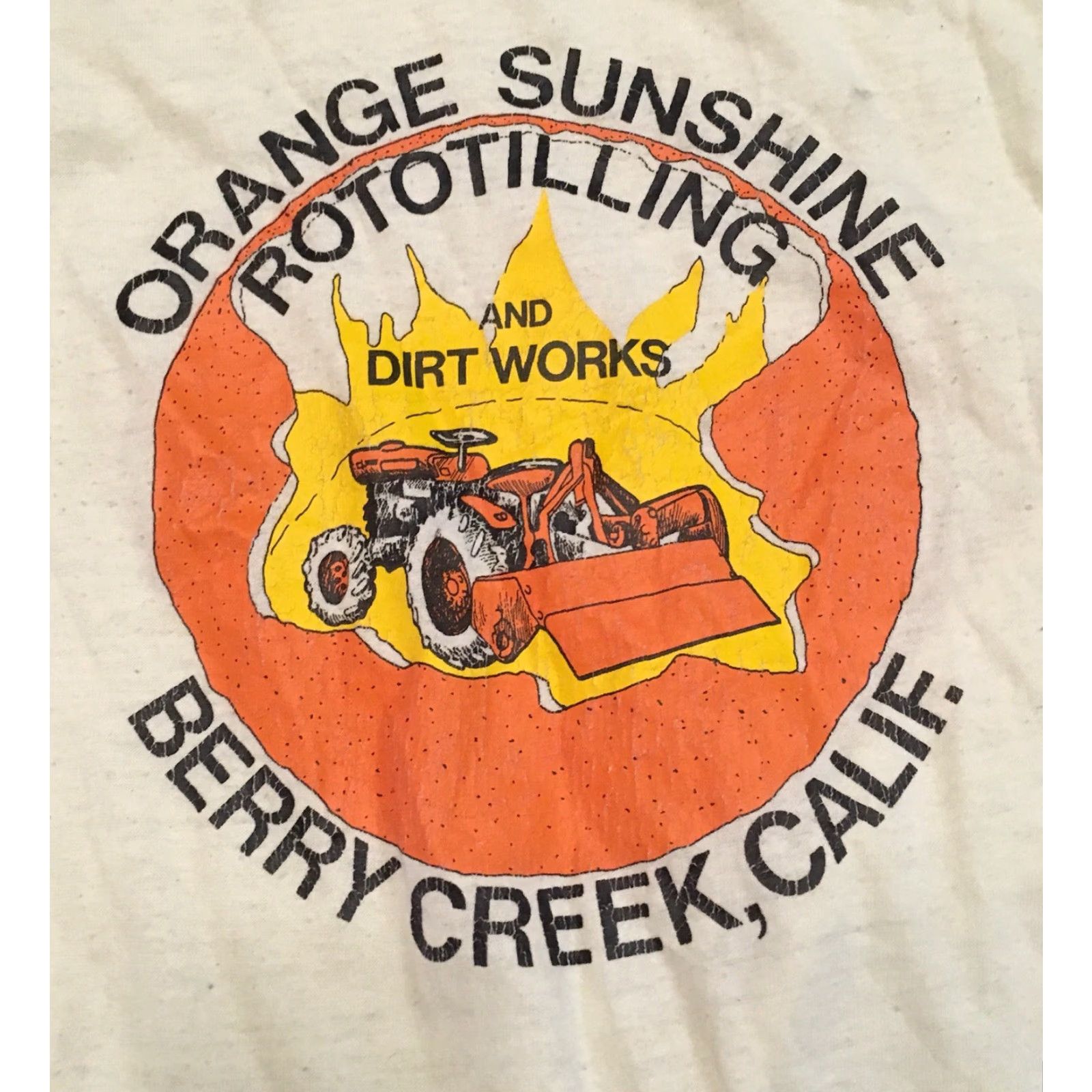 Vintage VINTAGE Orange Sunshine Rototilling And Dirt Works Berry Creek Calif Shirt L Ivory Polo Rugby Short Sleeve Mens/Womens? Size US L / EU 52-54 / 3 - 7 Thumbnail
