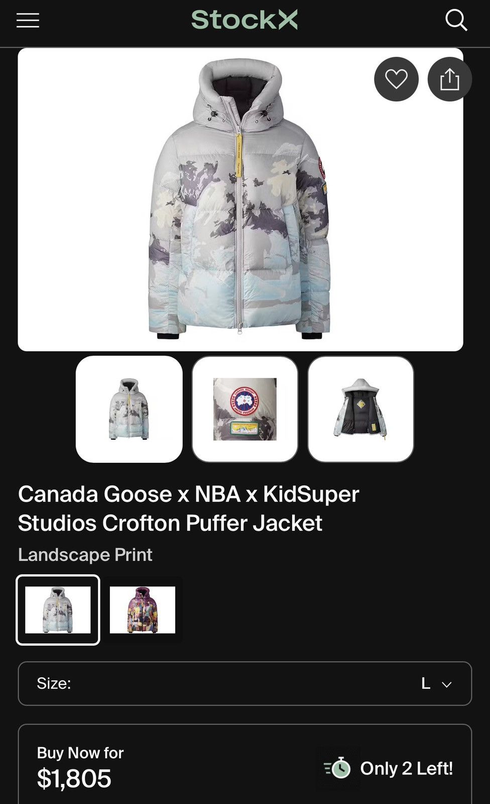 Canada Goose × KidSuper × NBA CROFTON DOWN PUFFER PACKABLE LIMITED JACKET X KIDSUPER XNBA Size US L / EU 52-54 / 3 - 2 Thumbnail