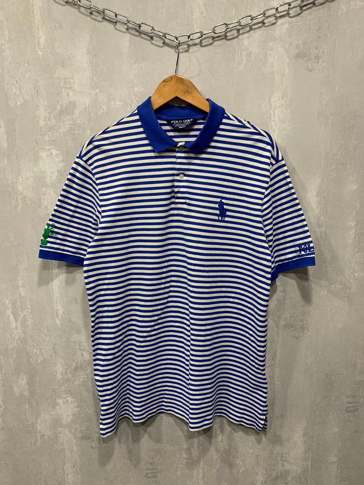 Pre-owned Polo Ralph Lauren X Vintage Polo Ralph Laurent Big Logo T Shirt Tee Polo Baggy In White/blue