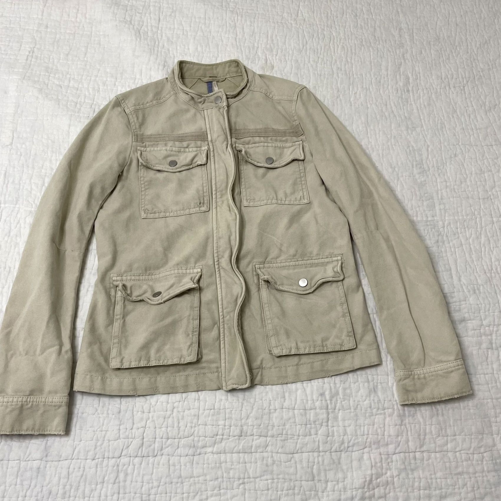 Free People Free People Military Jacket Womens Size S Khaki Tan Cargo Boho Utility Military Style Army Pockets Short Jacket Beig e Beige (adjusted for clarity) Size S / US 4 / IT 40 - 2 Thumbnail