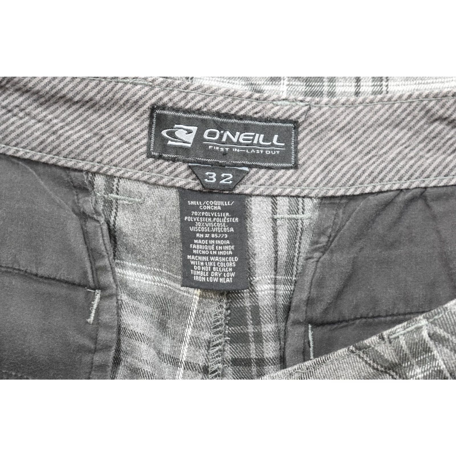 O'Neill O'Neill Men's 32 Gray Plaid Hybrid Shorts Polyester Viscose Blend Zip Flat Front Mid Rise Pockets Casual Chino Regular Summer Spring Size US 32 / EU 48 - 7 Thumbnail