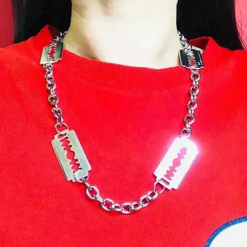 Jewelry Chain Side Waist Belt in Silver, Men's