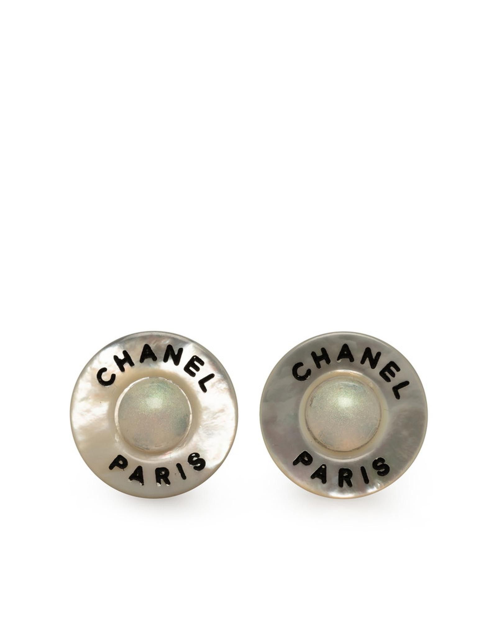 image of Chanel Gold Faux Pearl Cc Clip On Earrings, Women's