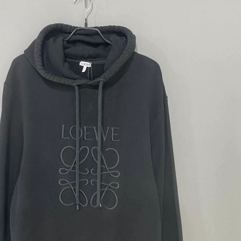 Loewe Loewe Black embroidered logo hoodie Size L / US 10 / IT 46 - 2 Thumbnail