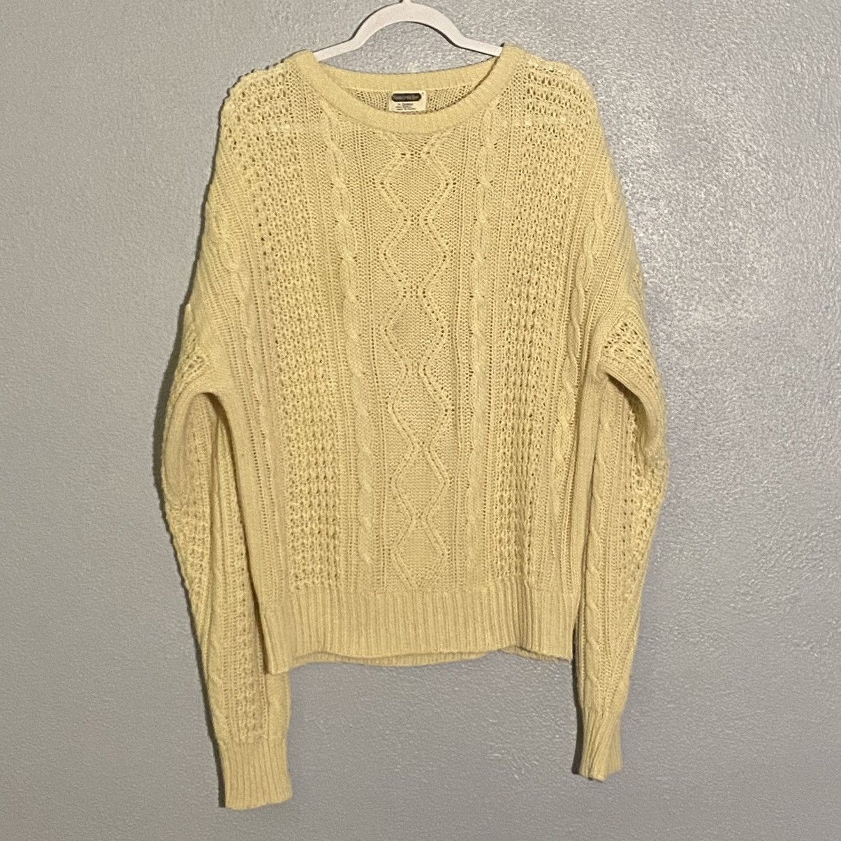 Vintage Vintage Shelter Bay Yellow Cable Knit Sweater Mens Size L Size US L / EU 52-54 / 3 - 1 Thumbnail