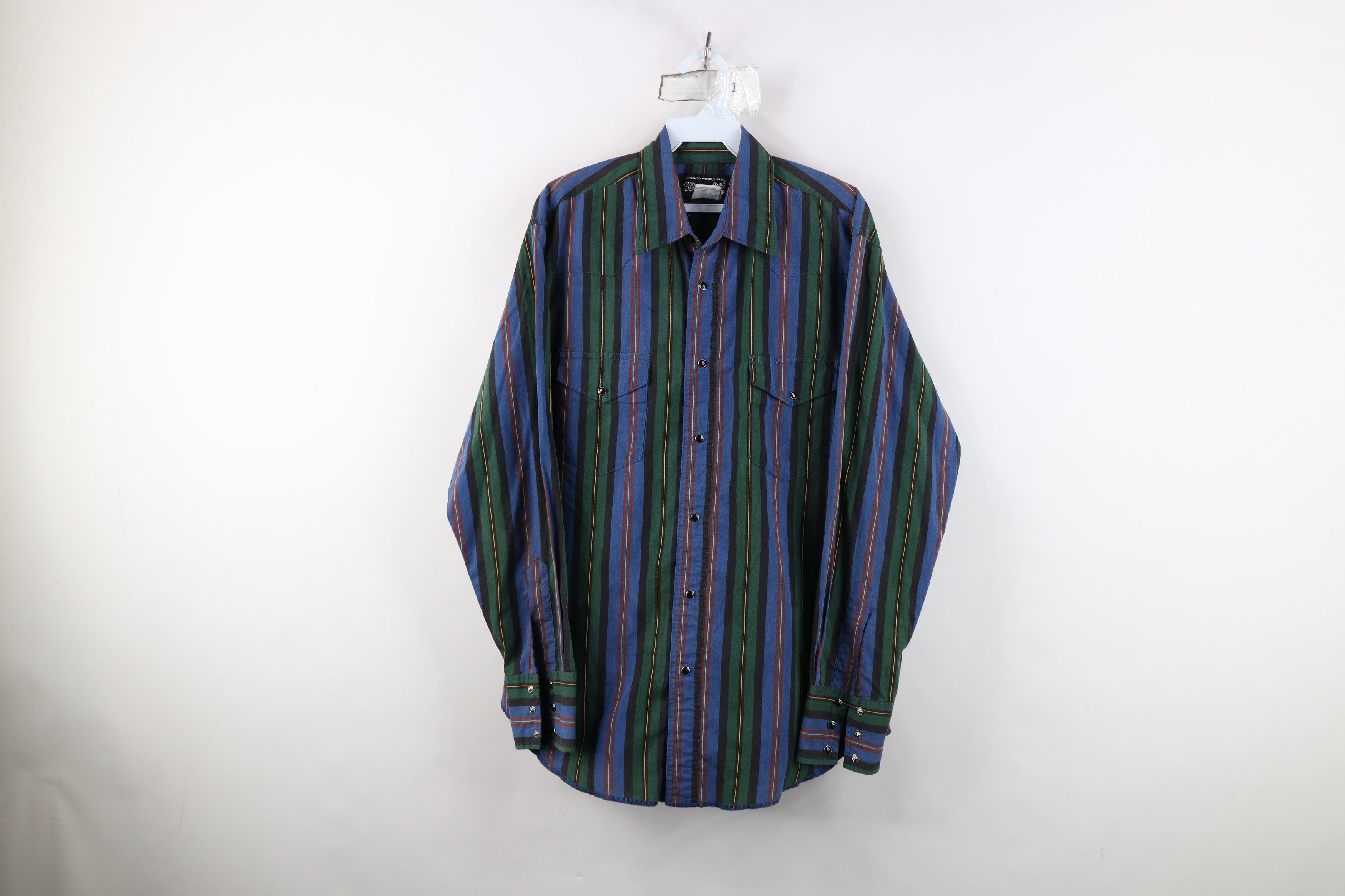 Wrangler Vintage 90s Wrangler Western Cowboy Brushpopper Button Shirt Size US M / EU 48-50 / 2 - 1 Thumbnail