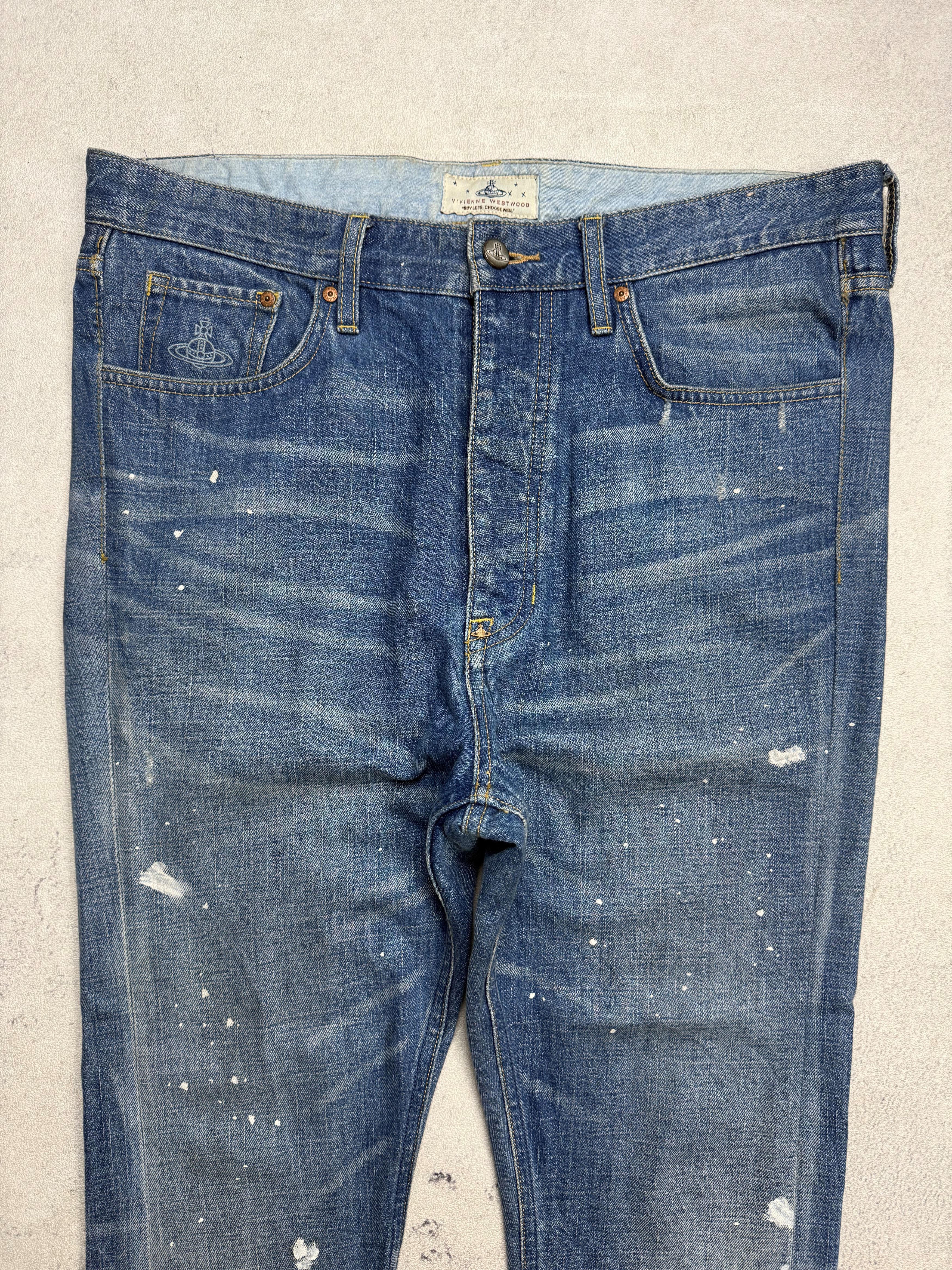 Vivienne Westwood Vivienne Westwood Orb Logo Denim Paint Splatter Size US 34 / EU 50 - 5 Thumbnail
