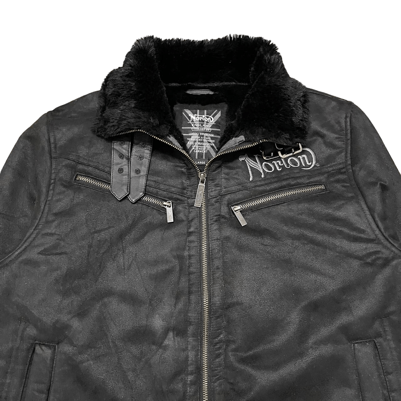 Norton Vintage Norton Motorcycle Shearling Jacket Size US L / EU 52-54 / 3 - 2 Thumbnail