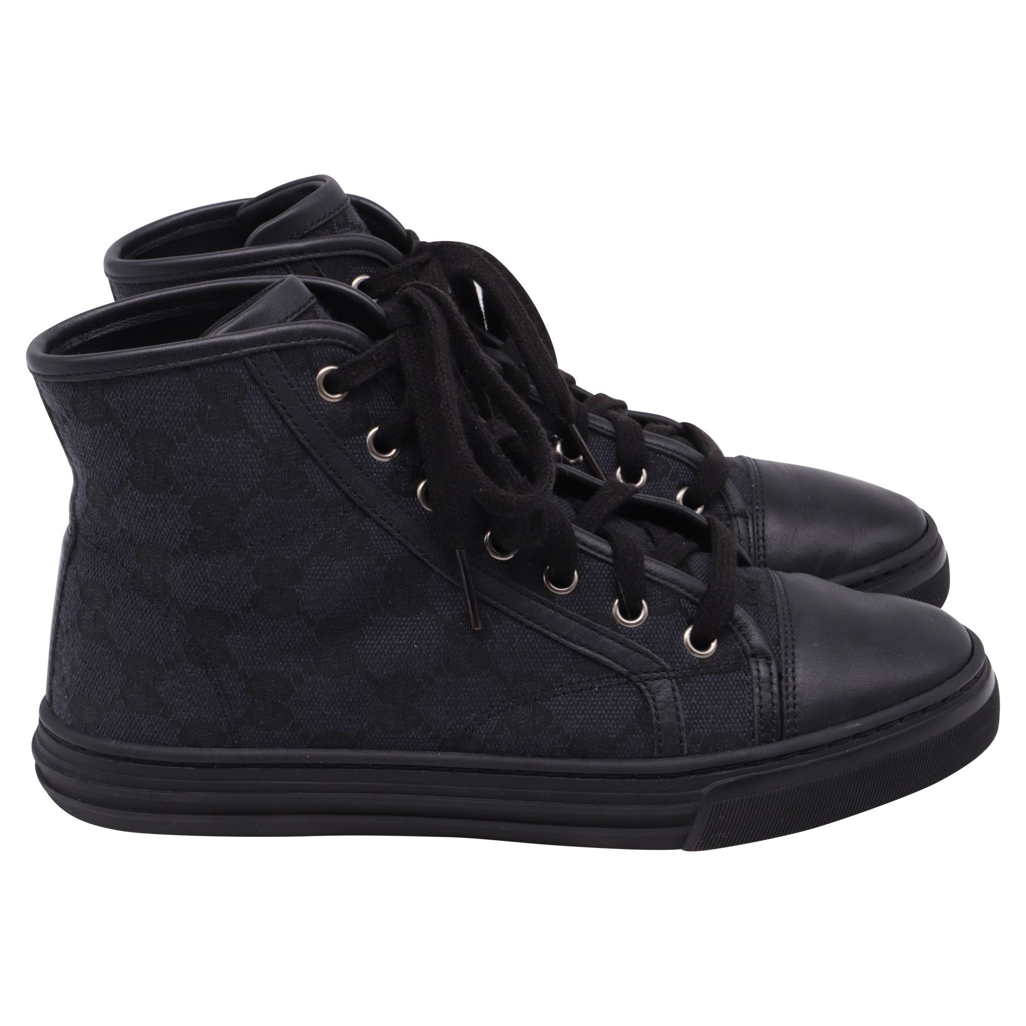 Gucci Gucci GG Monogram High-Top Sneakers in Black Canvas Size US 6 / IT 36 - 1 Thumbnail