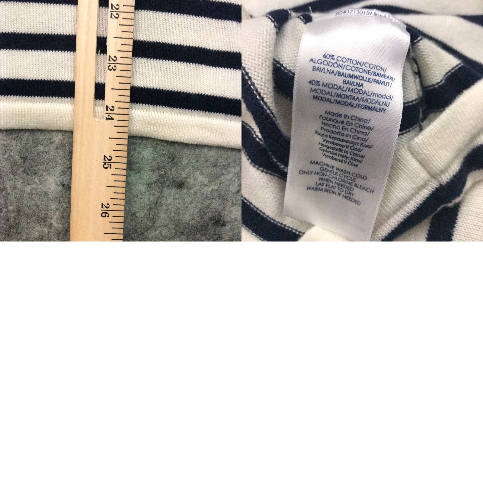 Chaps Chaps Striped Shirt Top Crochet Knit Neck Blue White Round Neck Large Womens Blouse Size L / US 10 / IT 46 - 8 Thumbnail