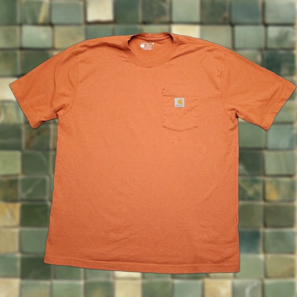 Carhartt Carhartt Shirt Mens L Orange Loose Fit Crewneck Short Sleeve Pocket Work Tee Size US L / EU 52-54 / 3 - 1 Thumbnail