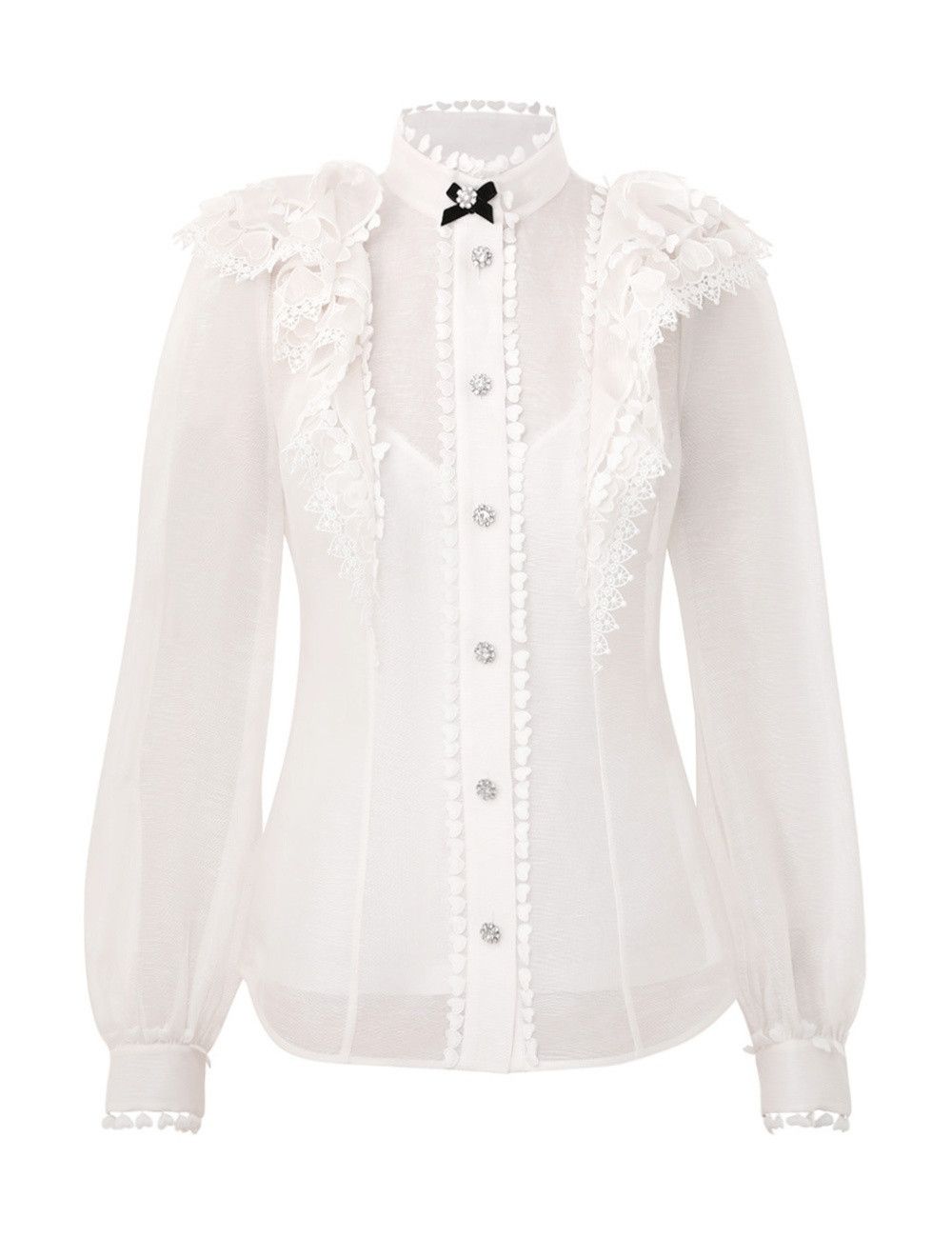 Zimmermann oc11z1025 Crush Heart Embellished Blouse in Cream Size L / US 10 / IT 46 - 1 Thumbnail