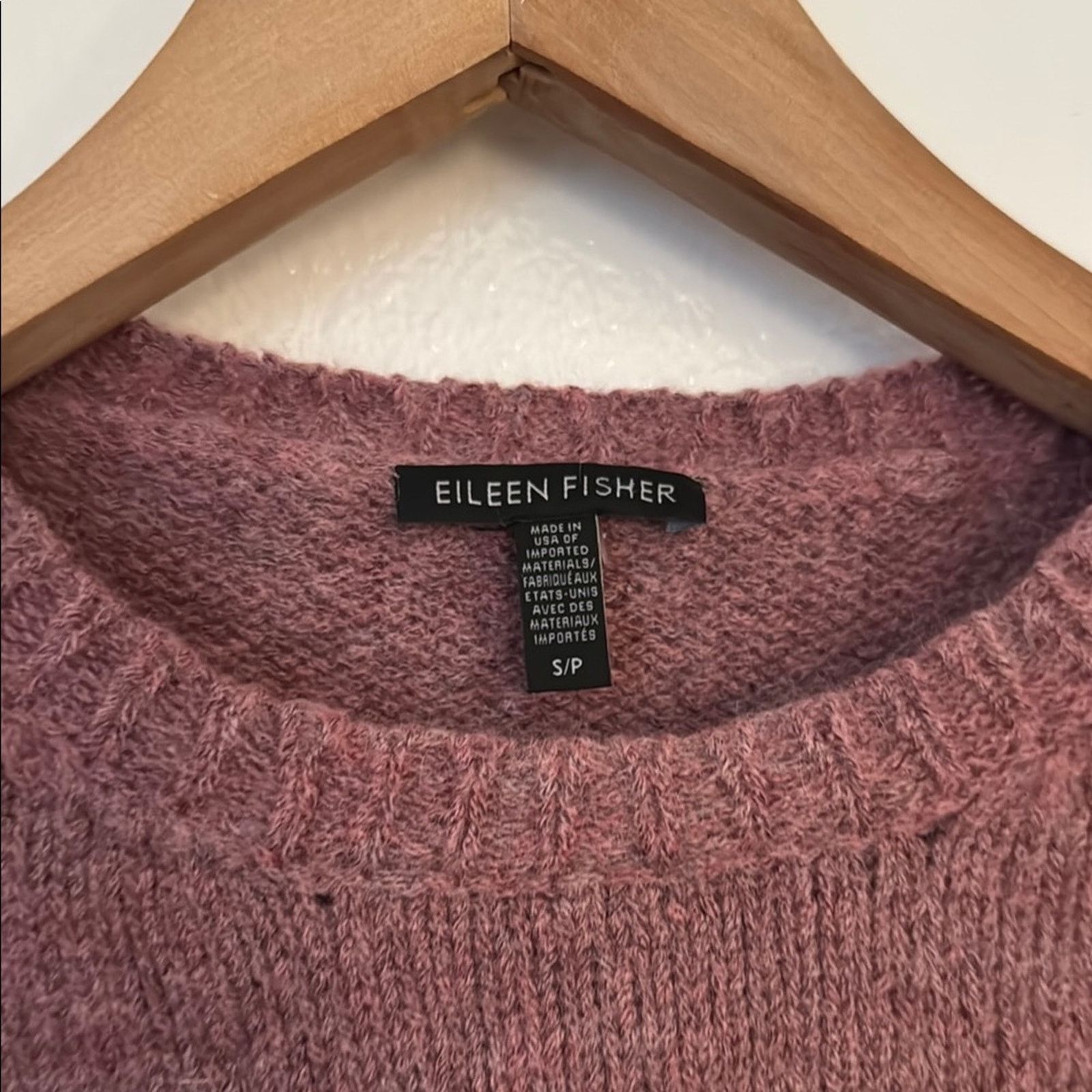 Eileen Fisher Eileen Fisher S Light Pink Mohair and Wool Crewneck Sweater Size S / US 4 / IT 40 - 2 Thumbnail