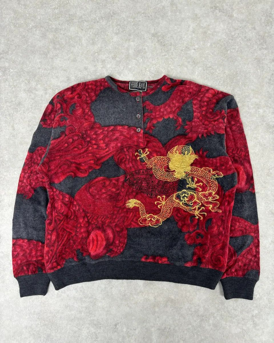 Gianfranco Ferre 2000s Gianfranco Ferre Dragon Red Black Henley Longsleeves Size US S / EU 44-46 / 1 - 1 Thumbnail