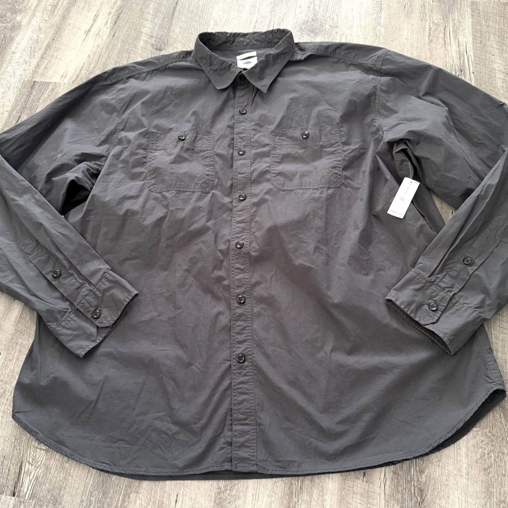 Old Navy Old Navy Button-Up Shirt Mens 3XL Slim Fit 100% Cotton Gray Long Sleeve Button Front Casual Travel Big & Tall Mens Size US XXL / EU 58 / 5 - 7 Thumbnail