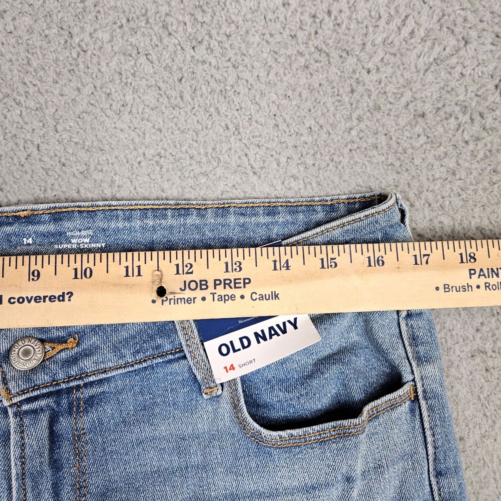 Old Navy Old Navy Jeans Skinny Blue Short Mid Rise 14 Regular Color Blue Denim Cotton/Spandex Button Belted Womens Jeans - New Size 36" / US 14 / IT 50 - 2 Thumbnail