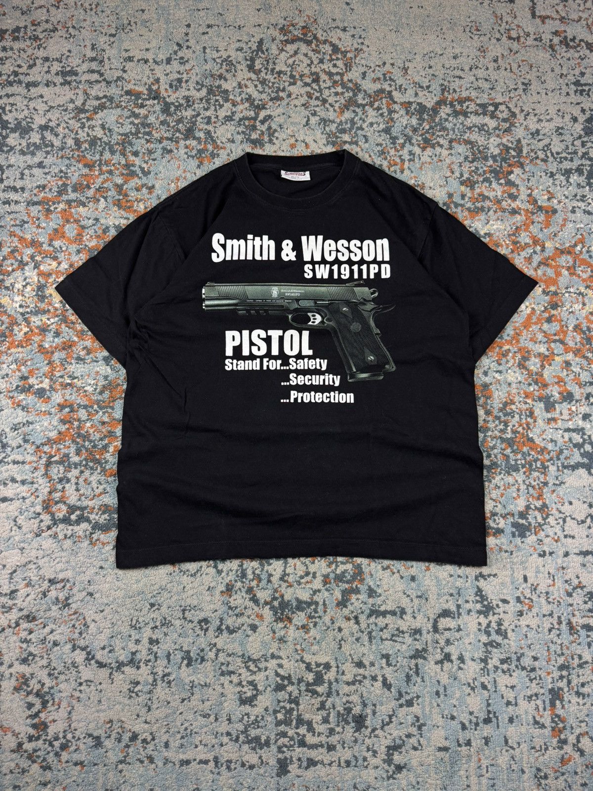 Vintage Vintage 90s Smith & Wesson SW1911PD gun promo graphic tee Size US L / EU 52-54 / 3 - 1 Thumbnail