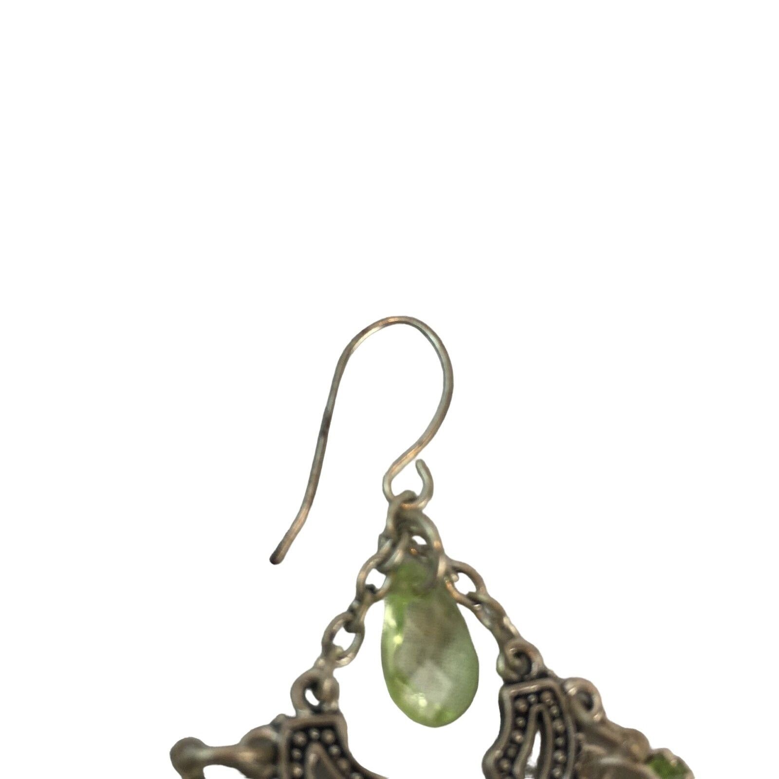 Other Vintage Silver Drop Earrings Dangle Lightweight Green Cluste Size ONE SIZE - 4 Thumbnail