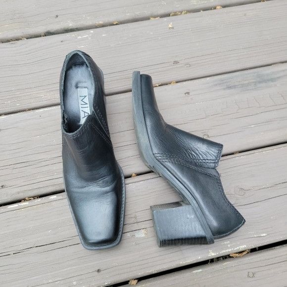 Vintage Vintage 90s y2k MIA Square Toe Chunky Heel Black Leather Low Size US 7.5 / IT 37.5 - 9 Thumbnail