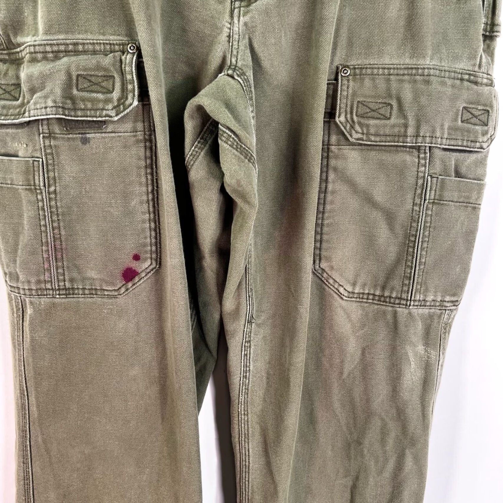 CO DULUTH Canvas Duck Carpenter Jeans Men 36x34 Green Workwear 90s Vintage Logo Mens Pants Regular Fit Green Size US 36 / EU 52 - 3 Thumbnail