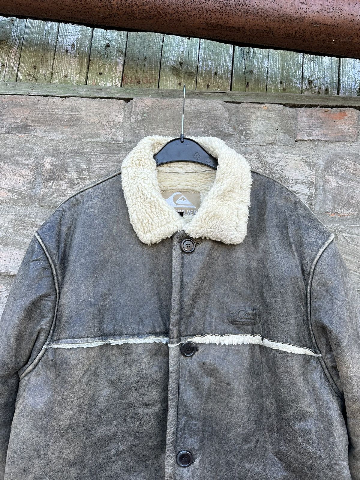 Quiksilver × Vintage Vintage Y2K Quiksilver Boarding Sherpa Leather Jacket Size US L / EU 52-54 / 3 - 4 Thumbnail