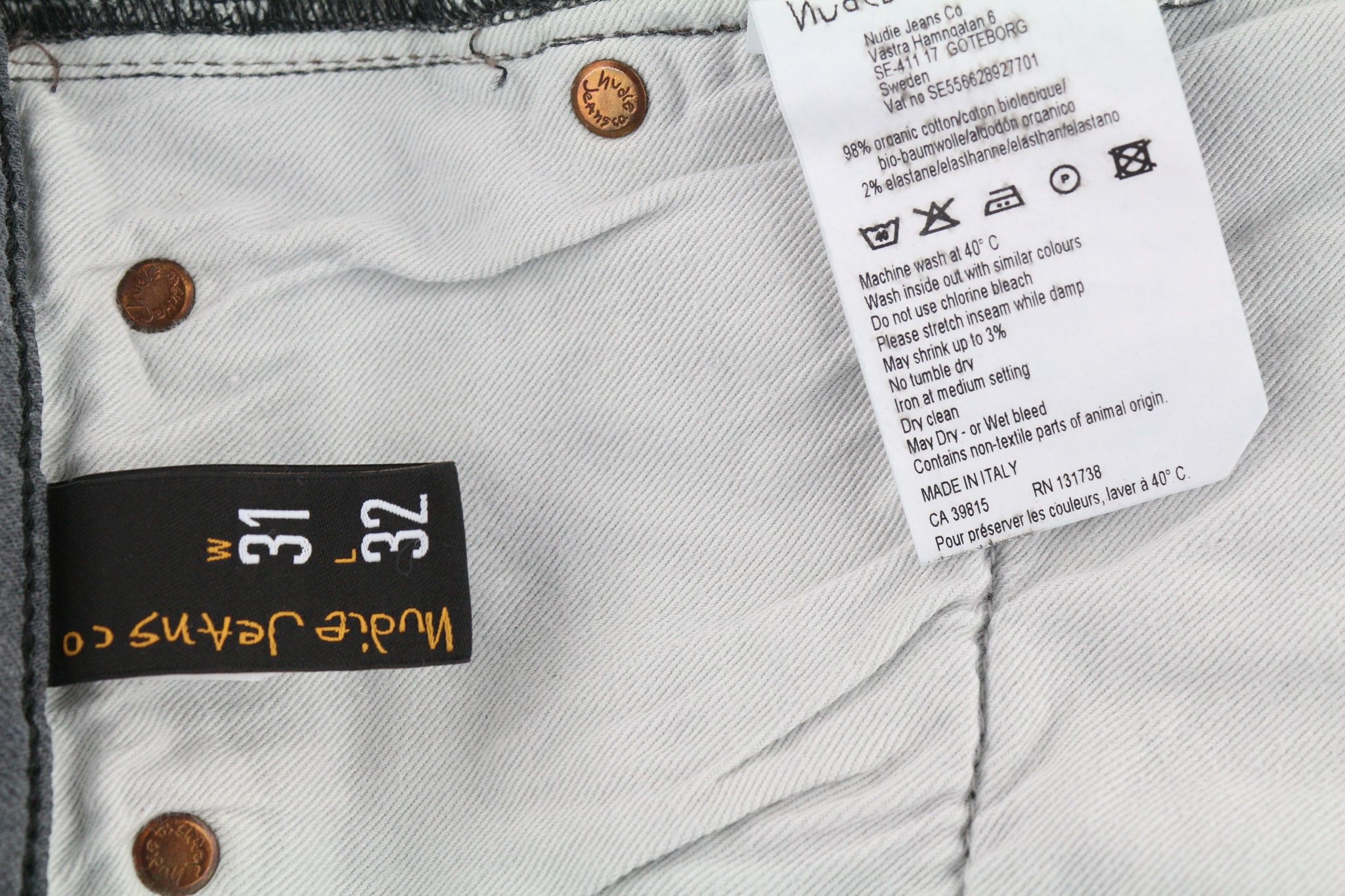 Nudie Jeans THIN FINN W31/L32 Slim Grey Cotton Stretch Jeans 80638 Size US 31 - 7 Thumbnail
