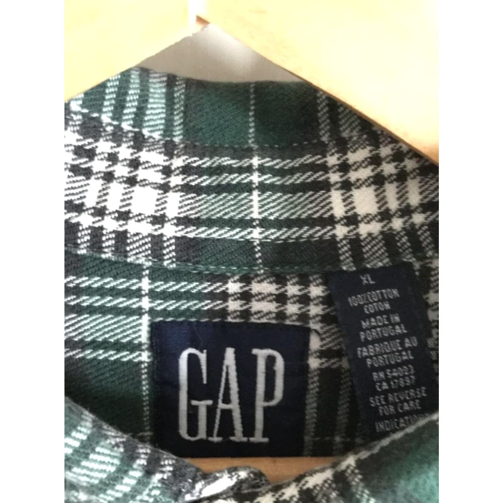 Gap Vintage GAP Light Flannel Check Shirt Men's XL - 90s Casual Cotton Long Sleeve Shirt, Green/White Size US XL / EU 56 / 4 - 2 Thumbnail