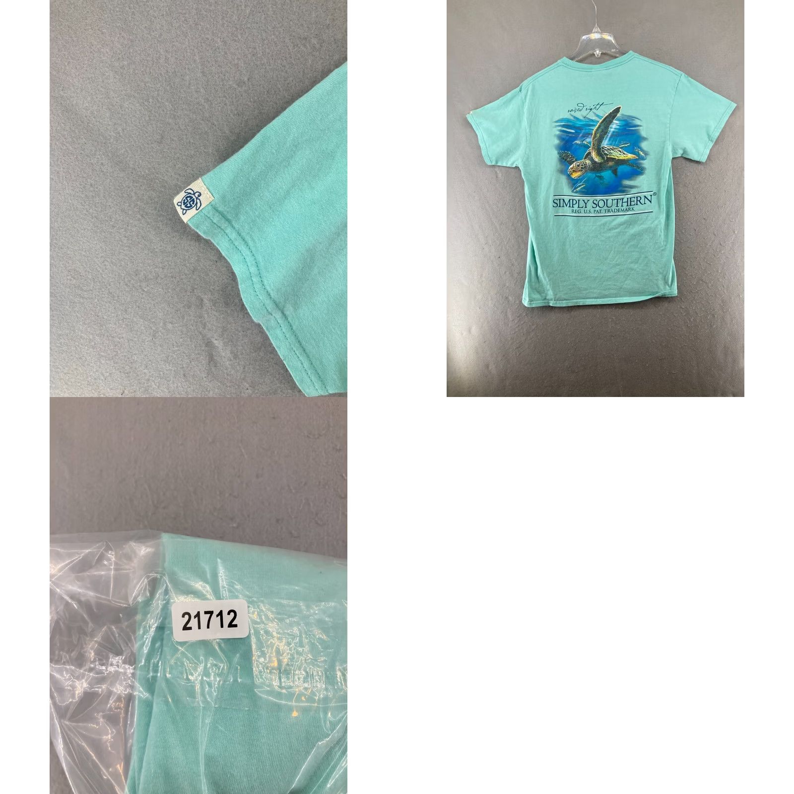 Vintage Simply Southern Womens TShirt Medium Blue Raised Right Sea Turtle Size M / US 6-8 / IT 42-44 - 8 Thumbnail