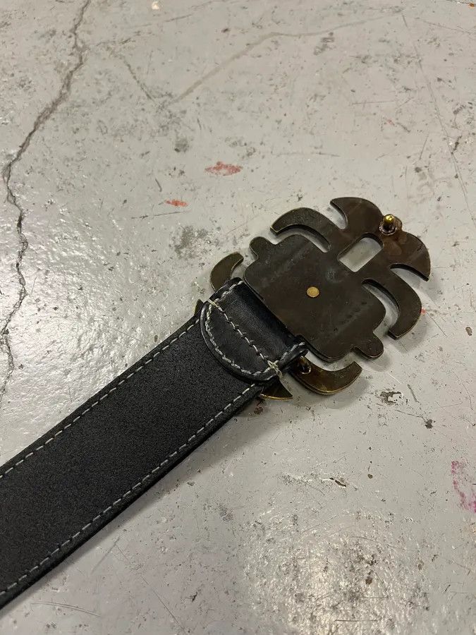 Designer × Dolce & Gabbana × Vintage Dolce & Gabbana Gold Buckle Black Leather Belt Size ONE SIZE - 8 Thumbnail