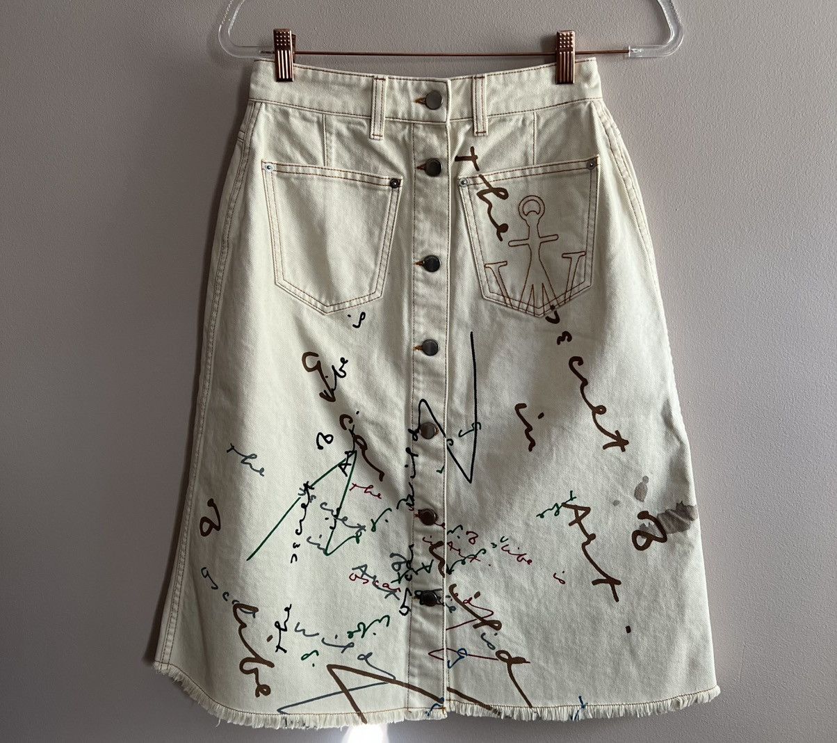 JW Anderson JW Anderson Oscar Wilde Capsule Frayed Hem Skirt Size 27" / US 4 / IT 40 - 8 Thumbnail