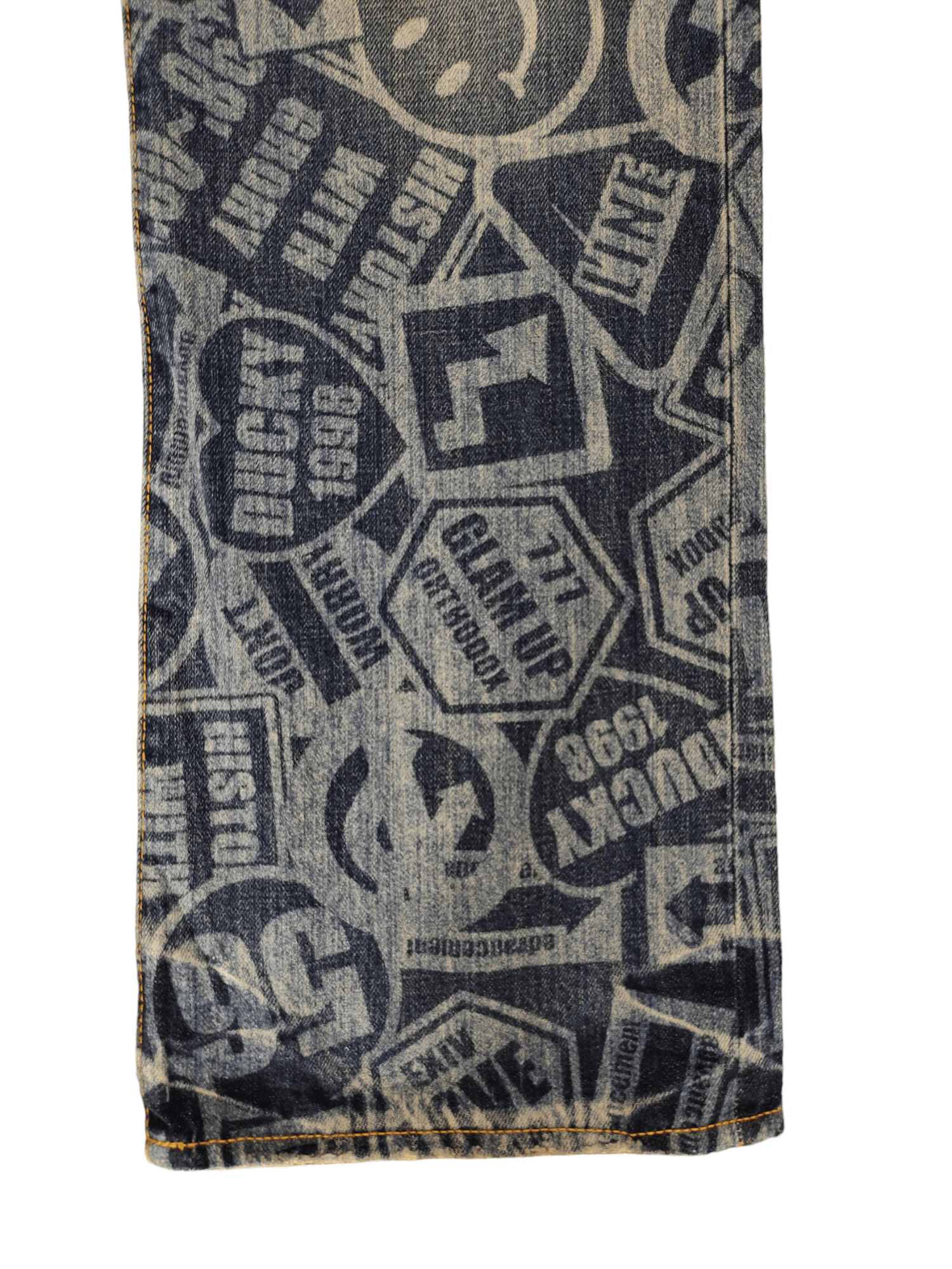 Hysteric Glamour Loose Jeans Co&Lu Full Print Sign Logo Denim Wide Leg Y2k Size US 34 / EU 50 - 7 Thumbnail
