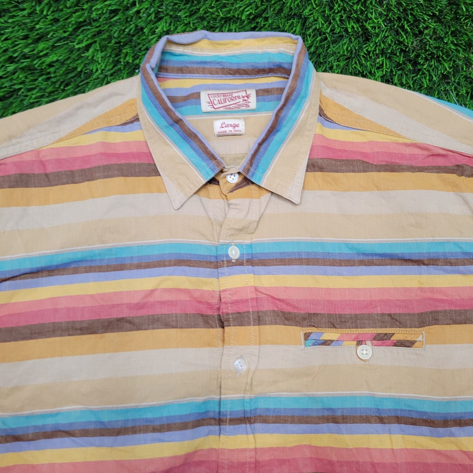 Lucky Brand VTG Y2K Lucky Brand California Baja Stripe Shirt L Boho Surf Size US L / EU 52-54 / 3 - 2 Thumbnail