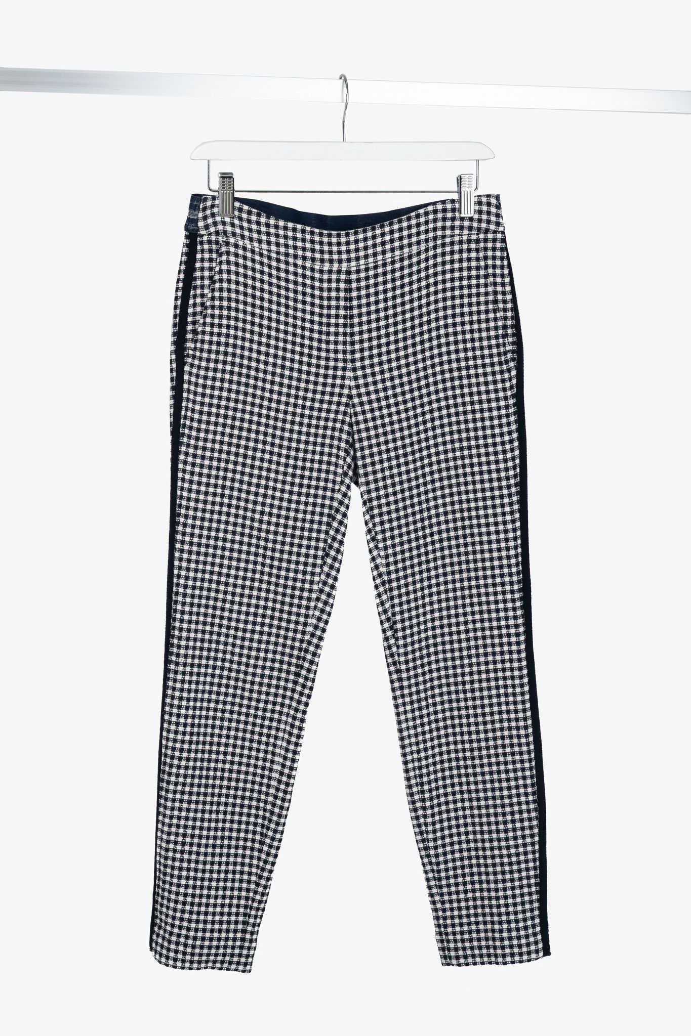 Luisa Cerano Luisa Cerano White & Navy Check-Jacquard Slim Pants Size 28" / US 6 / IT 42 - 1 Thumbnail