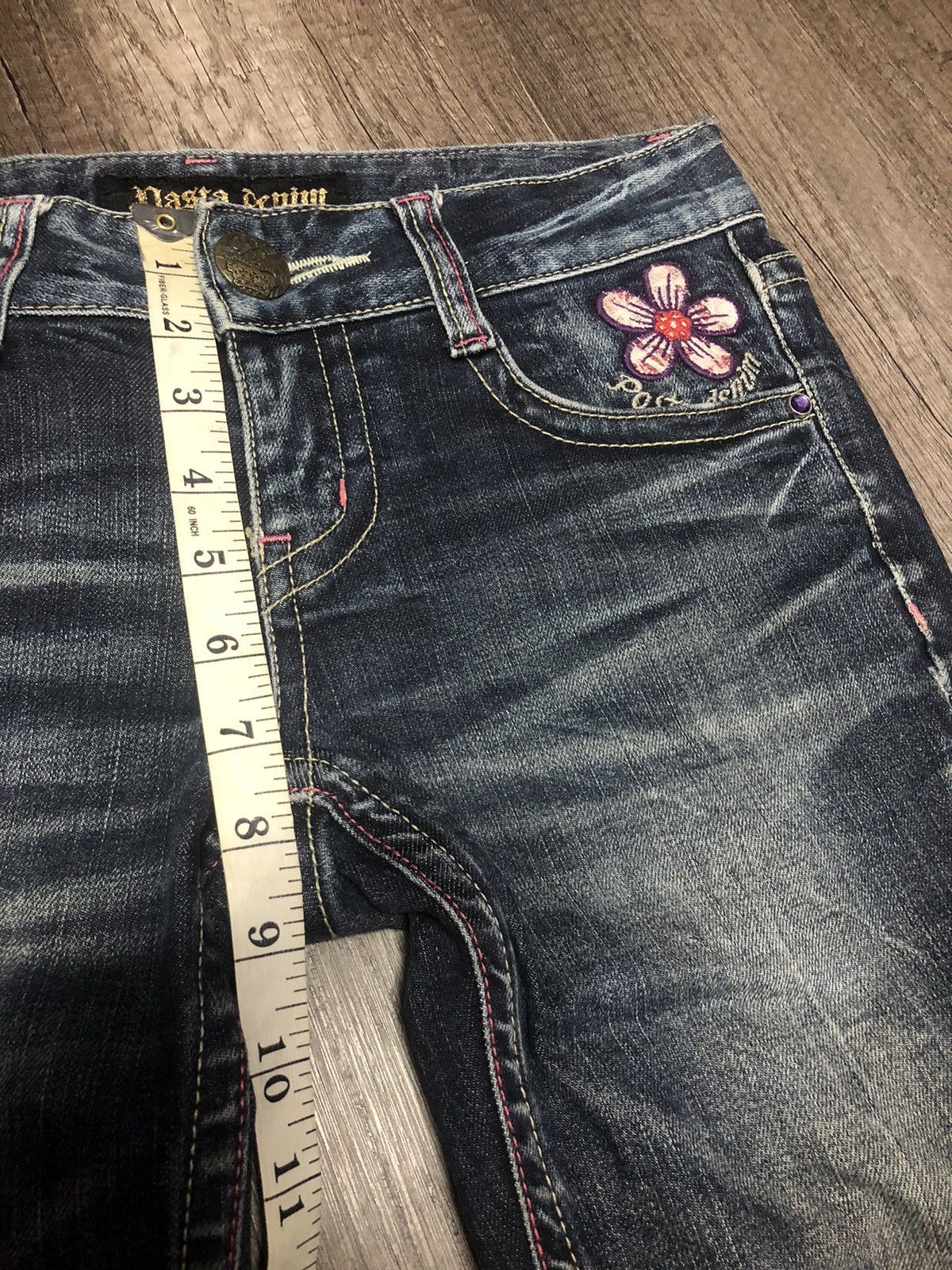 Japanese Brand Pasta Denim Jeans Flower Patch Size 29" - 13 Thumbnail