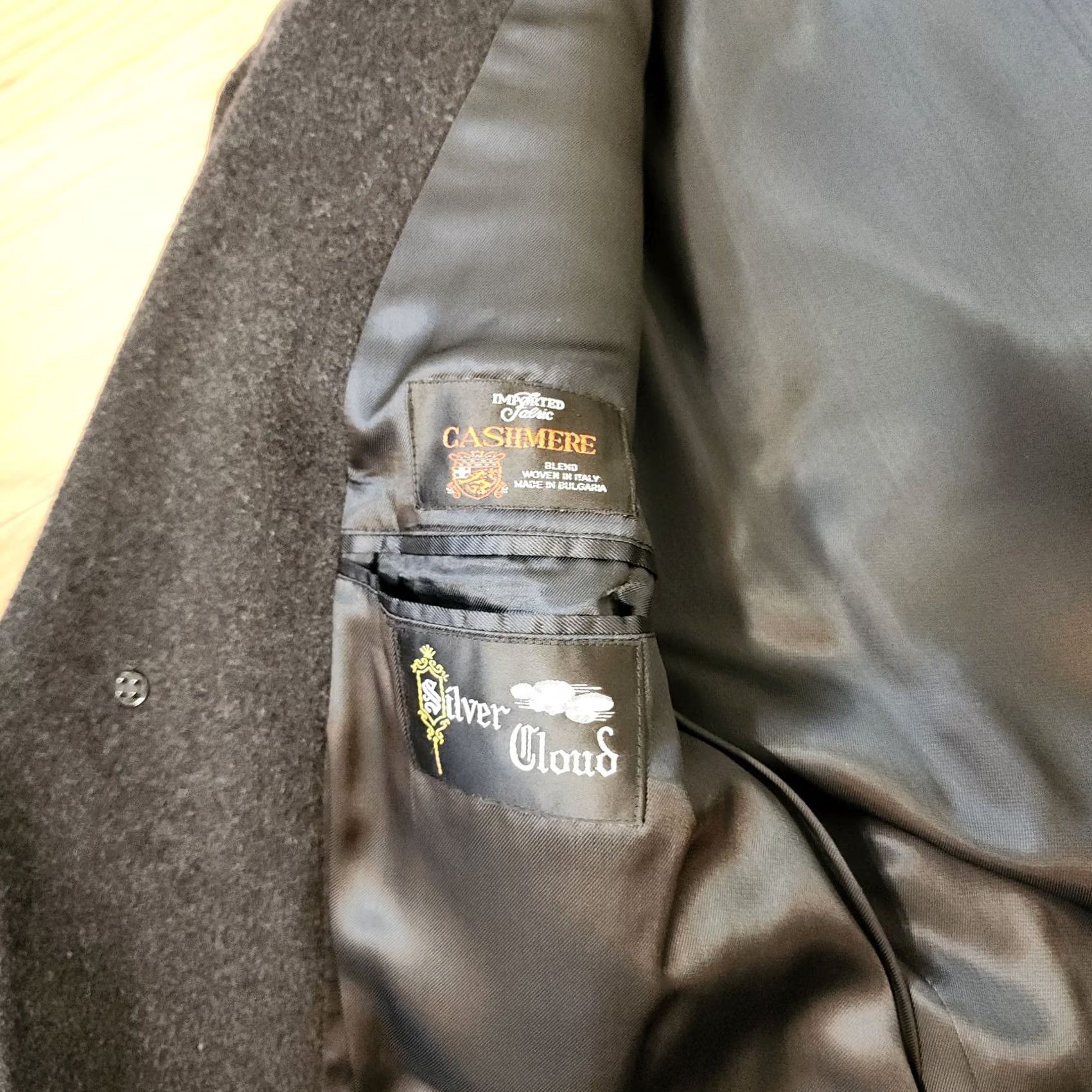 Vintage Blend Trench Coat Mens 44 Regular Dark Charcoal Cashmere Wool Blend Silver Cloud Jacket in Brown, Men's — image 3 of 6