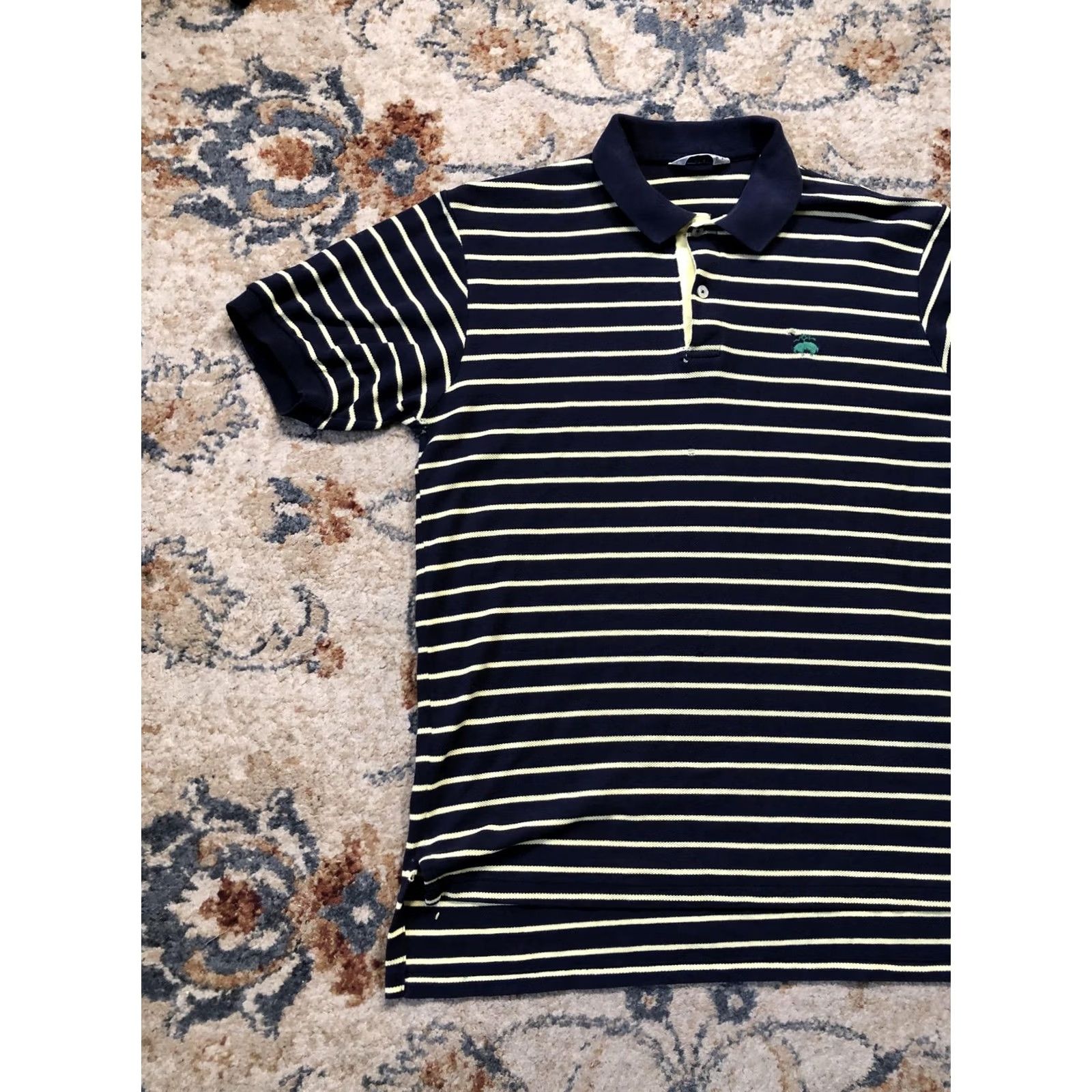 Brooks Brothers Brooks Brothers Polo Shirt Mens M Navy Yellow Striped Golden Fleece USA - Polo, Short Sleeve, 100% Cotton, Casual, Striped, Green Logo, Made in USA Size US M / EU 48-50 / 2 - 3 Thumbnail