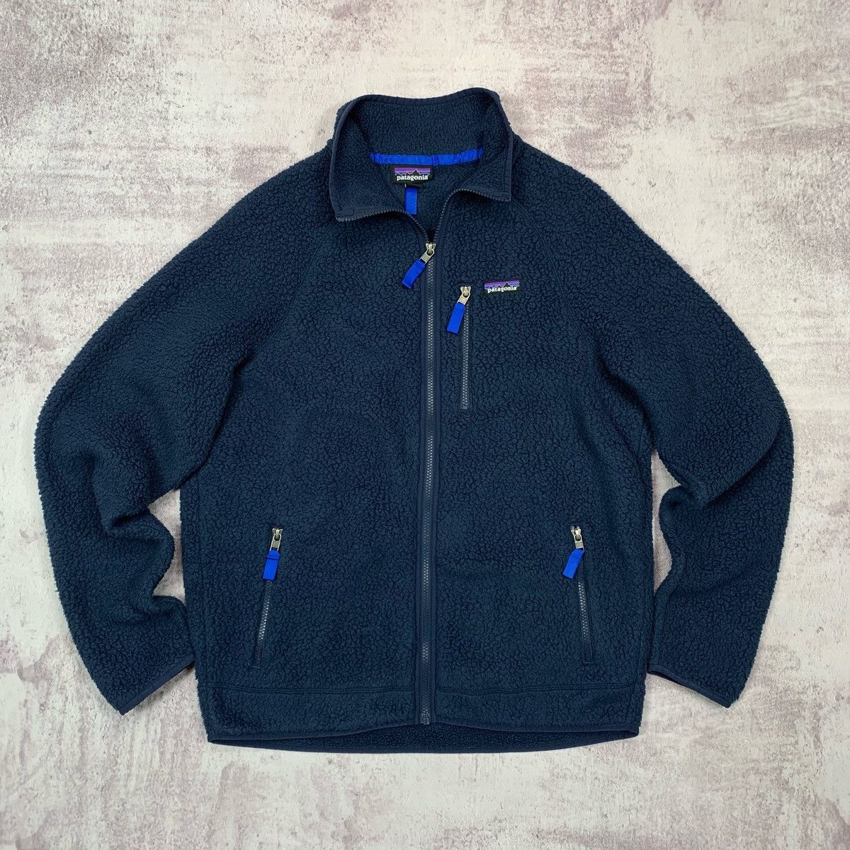 image of Hype x Outdoor Life Patagonia Retro Pile Fleece Jacket Sherpa Zip in Blue, Men's (Size Large)