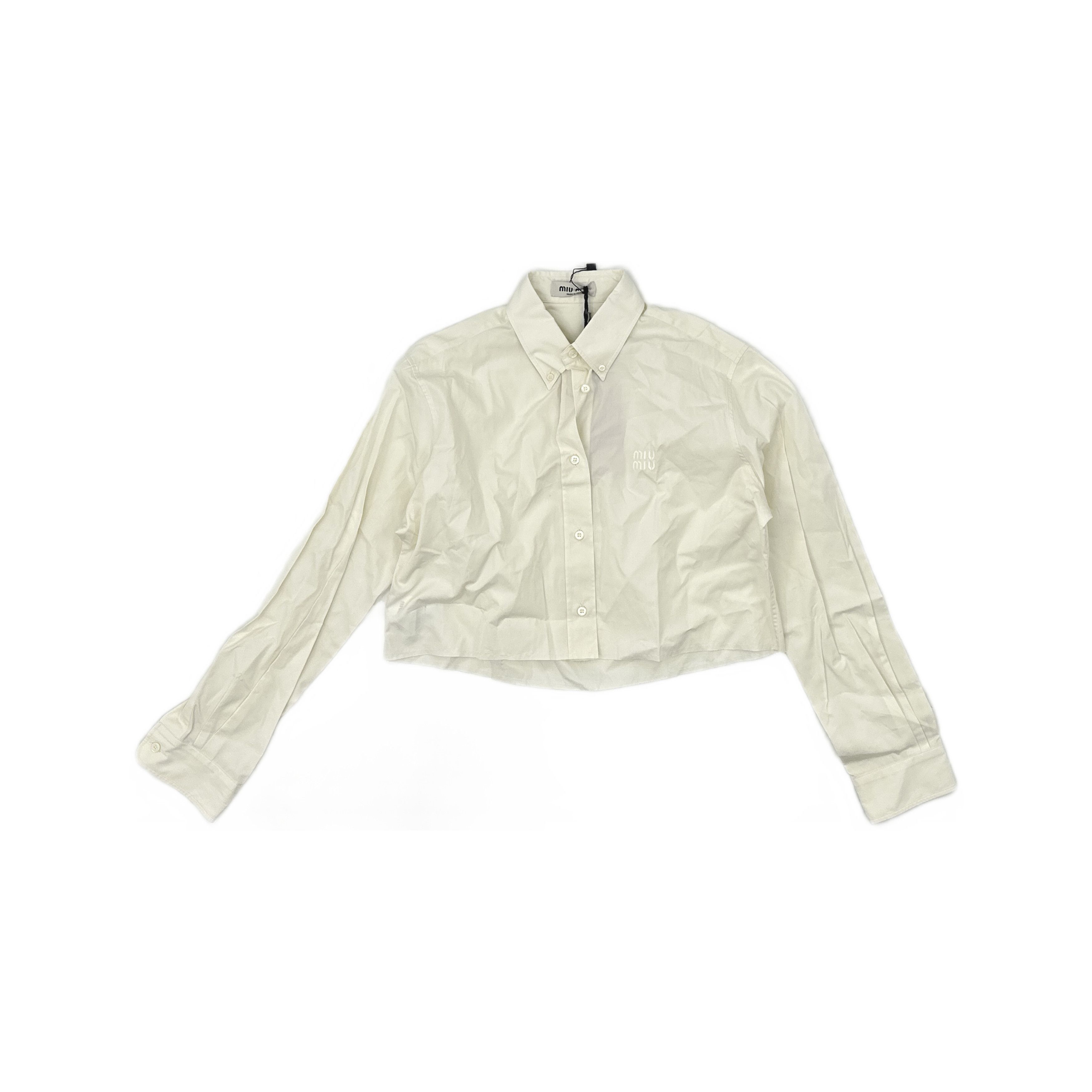 Miu Miu Miu Miu Logo Embroidered Cotton Button Up Shirt Size 40 Size S / US 4 / IT 40 - 1 Thumbnail