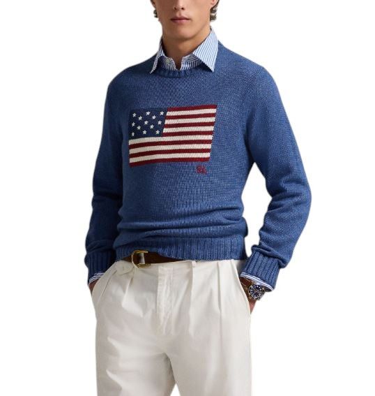 Ralph Lauren BLUE L Cotton USA Flag Pullover 86950 Size US L / EU 52-54 / 3 - 1 Thumbnail