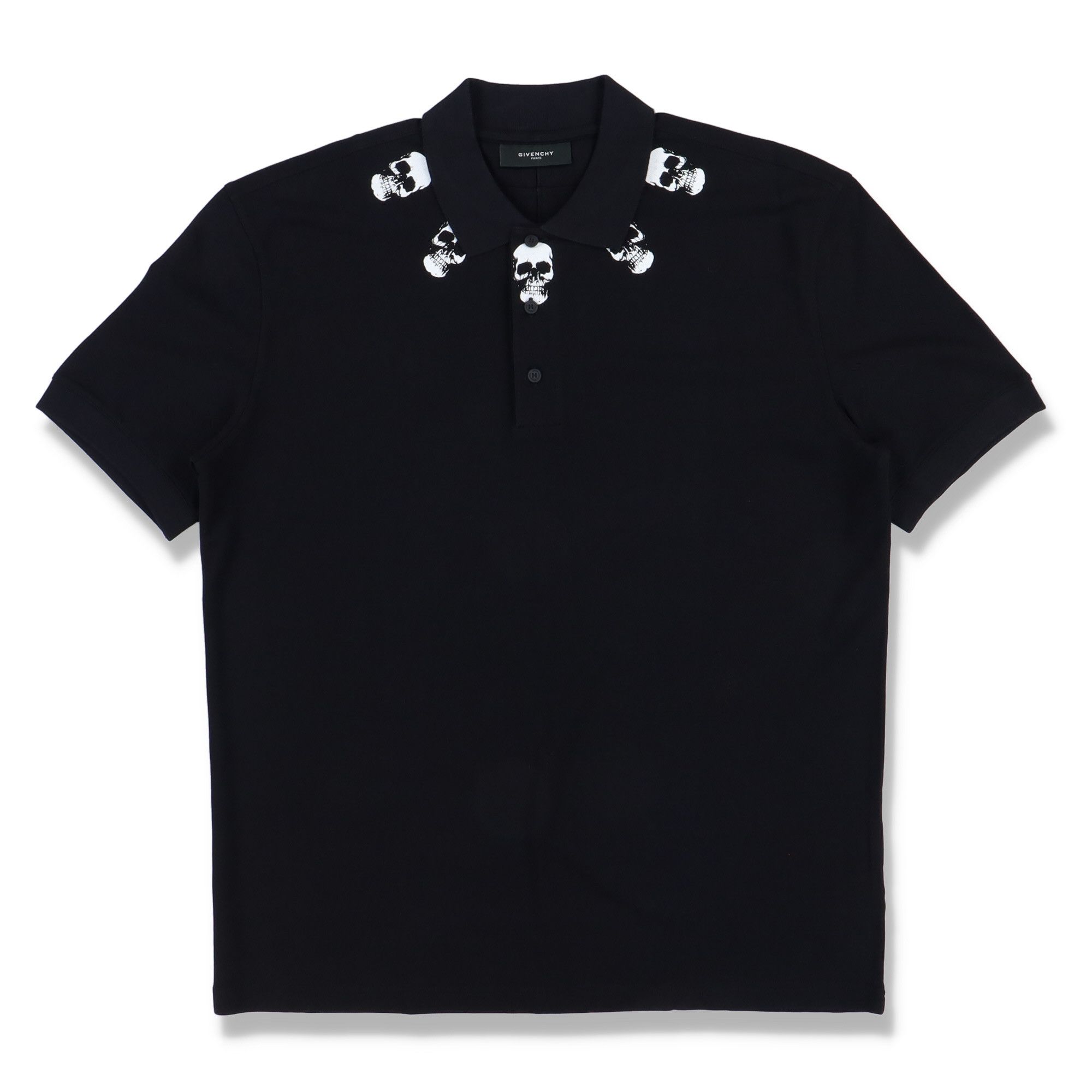 image of Givenchy Black Skull Collar Print Polo, Men's (Size 2XL)