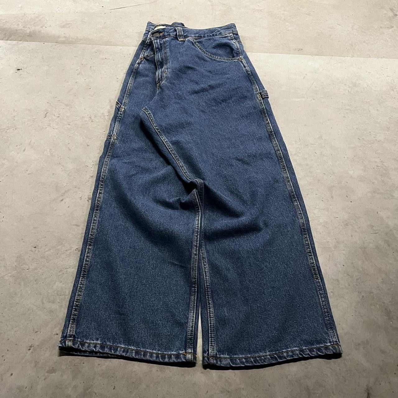 Japanese Brand × Vintage Vintage Y2K Super Baggy Wide Leg Dark wash Denim Jeans! Size US 40 / EU 56 - 3 Thumbnail